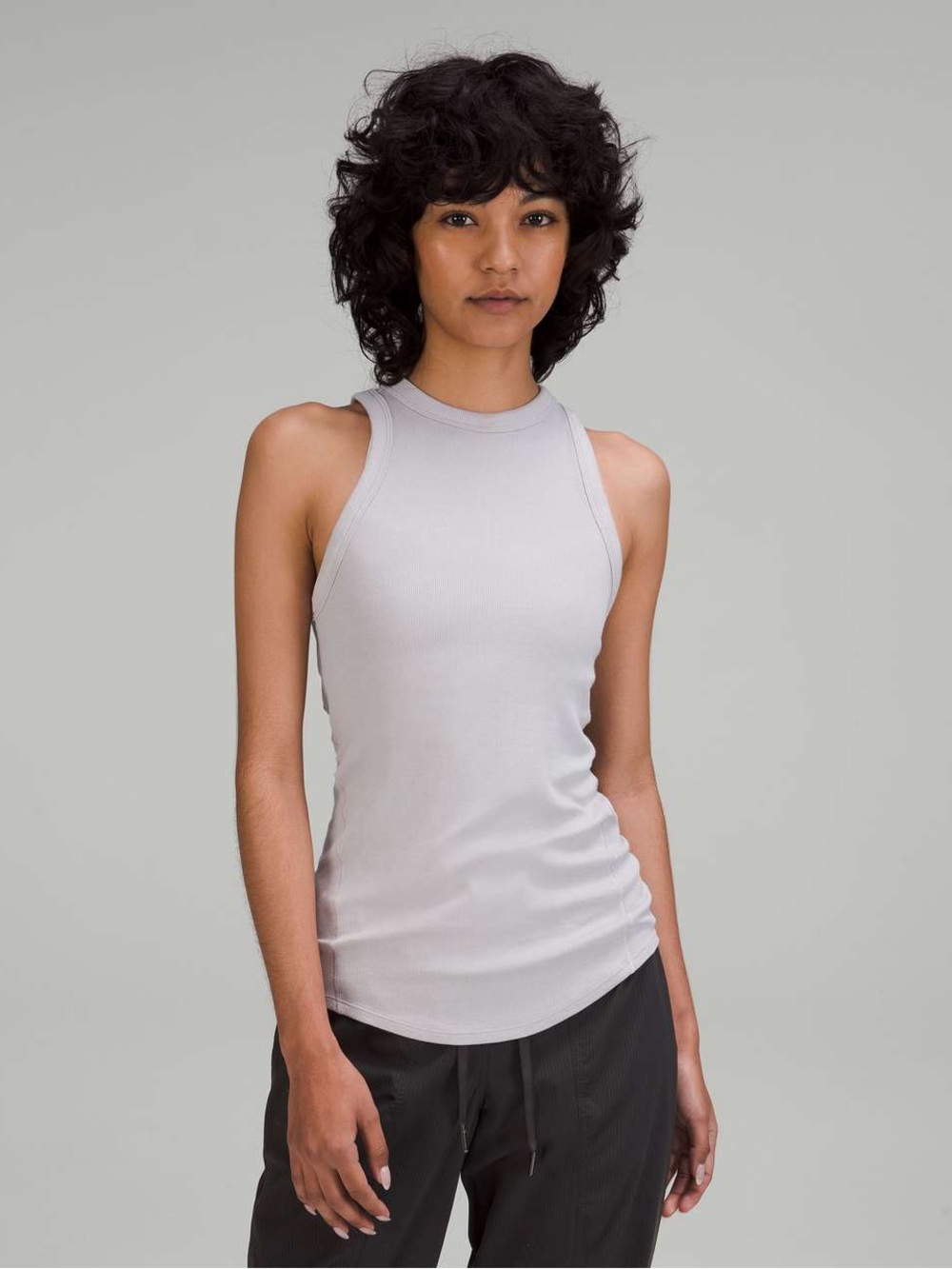 NWT Lululemon Hold Tight Tank Top Chrome Grey Size 2 Ribbed Crewneck